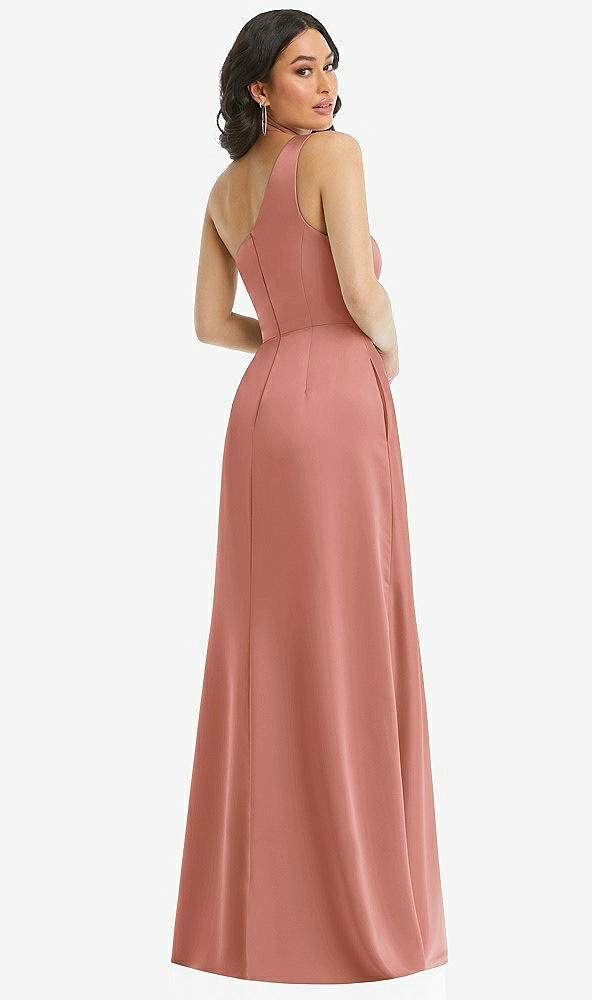 Back View - Desert Rose One-Shoulder High Low Maxi Dress with Pockets