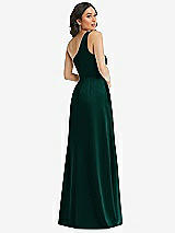 Rear View Thumbnail - Evergreen One-Shoulder High Low Maxi Dress with Pockets