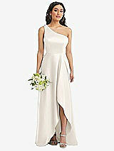 Alt View 1 Thumbnail - Ivory One-Shoulder High Low Maxi Dress with Pockets