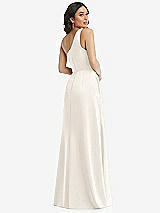 Rear View Thumbnail - Ivory One-Shoulder High Low Maxi Dress with Pockets