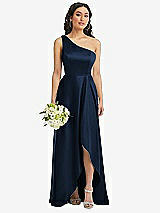 Alt View 1 Thumbnail - Midnight Navy One-Shoulder High Low Maxi Dress with Pockets