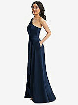 Side View Thumbnail - Midnight Navy One-Shoulder High Low Maxi Dress with Pockets