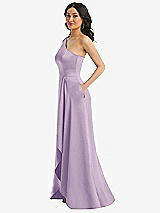 Side View Thumbnail - Pale Purple One-Shoulder High Low Maxi Dress with Pockets