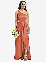 Alt View 1 Thumbnail - Terracotta Copper One-Shoulder High Low Maxi Dress with Pockets