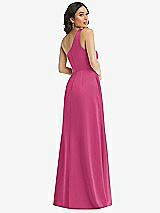 Rear View Thumbnail - Tea Rose One-Shoulder High Low Maxi Dress with Pockets