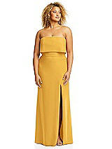 Alt View 3 Thumbnail - NYC Yellow Strapless Overlay Bodice Crepe Maxi Dress with Front Slit