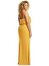 Alt View 5 Thumbnail - NYC Yellow Strapless Overlay Bodice Crepe Maxi Dress with Front Slit