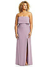 Alt View 3 Thumbnail - Suede Rose Strapless Overlay Bodice Crepe Maxi Dress with Front Slit
