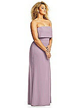 Alt View 4 Thumbnail - Suede Rose Strapless Overlay Bodice Crepe Maxi Dress with Front Slit