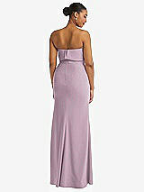 Rear View Thumbnail - Suede Rose Strapless Overlay Bodice Crepe Maxi Dress with Front Slit