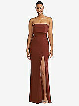 Alt View 1 Thumbnail - Auburn Moon Strapless Overlay Bodice Crepe Maxi Dress with Front Slit
