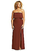 Alt View 3 Thumbnail - Auburn Moon Strapless Overlay Bodice Crepe Maxi Dress with Front Slit