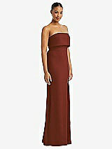 Side View Thumbnail - Auburn Moon Strapless Overlay Bodice Crepe Maxi Dress with Front Slit