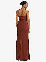 Rear View Thumbnail - Auburn Moon Strapless Overlay Bodice Crepe Maxi Dress with Front Slit