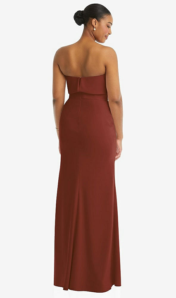 Back View - Auburn Moon Strapless Overlay Bodice Crepe Maxi Dress with Front Slit