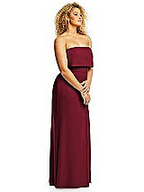 Alt View 4 Thumbnail - Burgundy Strapless Overlay Bodice Crepe Maxi Dress with Front Slit