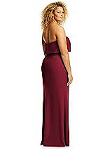Alt View 5 Thumbnail - Burgundy Strapless Overlay Bodice Crepe Maxi Dress with Front Slit