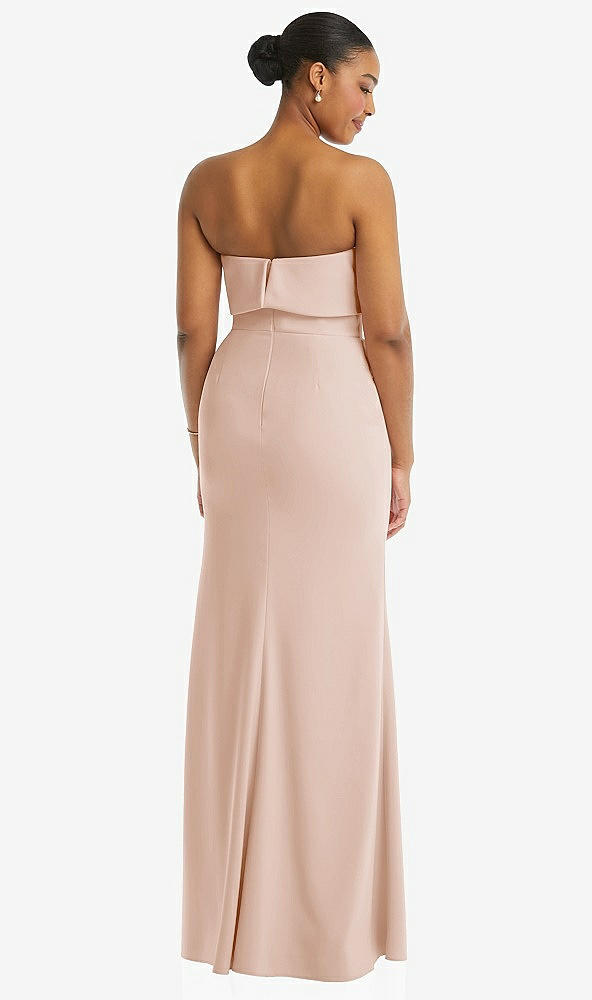 Back View - Cameo Strapless Overlay Bodice Crepe Maxi Dress with Front Slit