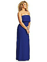Alt View 4 Thumbnail - Cobalt Blue Strapless Overlay Bodice Crepe Maxi Dress with Front Slit