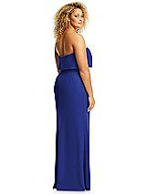 Alt View 5 Thumbnail - Cobalt Blue Strapless Overlay Bodice Crepe Maxi Dress with Front Slit