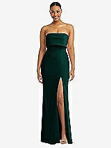 Alt View 1 Thumbnail - Evergreen Strapless Overlay Bodice Crepe Maxi Dress with Front Slit