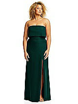 Alt View 3 Thumbnail - Evergreen Strapless Overlay Bodice Crepe Maxi Dress with Front Slit