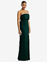 Side View Thumbnail - Evergreen Strapless Overlay Bodice Crepe Maxi Dress with Front Slit