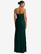 Rear View Thumbnail - Evergreen Strapless Overlay Bodice Crepe Maxi Dress with Front Slit