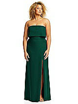 Alt View 3 Thumbnail - Hunter Green Strapless Overlay Bodice Crepe Maxi Dress with Front Slit