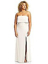 Alt View 3 Thumbnail - Ivory Strapless Overlay Bodice Crepe Maxi Dress with Front Slit