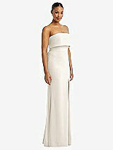 Side View Thumbnail - Ivory Strapless Overlay Bodice Crepe Maxi Dress with Front Slit