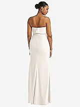 Rear View Thumbnail - Ivory Strapless Overlay Bodice Crepe Maxi Dress with Front Slit