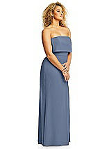 Alt View 4 Thumbnail - Larkspur Blue Strapless Overlay Bodice Crepe Maxi Dress with Front Slit