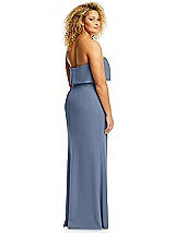 Alt View 5 Thumbnail - Larkspur Blue Strapless Overlay Bodice Crepe Maxi Dress with Front Slit