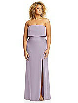 Alt View 3 Thumbnail - Lilac Haze Strapless Overlay Bodice Crepe Maxi Dress with Front Slit