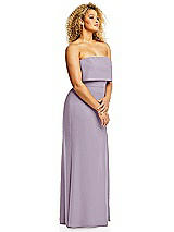 Alt View 4 Thumbnail - Lilac Haze Strapless Overlay Bodice Crepe Maxi Dress with Front Slit