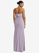 Rear View Thumbnail - Lilac Haze Strapless Overlay Bodice Crepe Maxi Dress with Front Slit