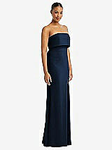 Side View Thumbnail - Midnight Navy Strapless Overlay Bodice Crepe Maxi Dress with Front Slit