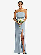 Alt View 2 Thumbnail - Mist Strapless Overlay Bodice Crepe Maxi Dress with Front Slit
