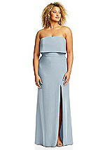 Alt View 3 Thumbnail - Mist Strapless Overlay Bodice Crepe Maxi Dress with Front Slit