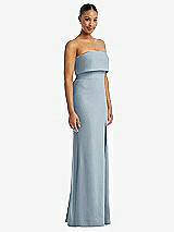 Side View Thumbnail - Mist Strapless Overlay Bodice Crepe Maxi Dress with Front Slit