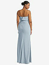 Rear View Thumbnail - Mist Strapless Overlay Bodice Crepe Maxi Dress with Front Slit