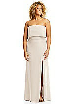 Alt View 3 Thumbnail - Oat Strapless Overlay Bodice Crepe Maxi Dress with Front Slit