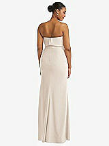 Rear View Thumbnail - Oat Strapless Overlay Bodice Crepe Maxi Dress with Front Slit