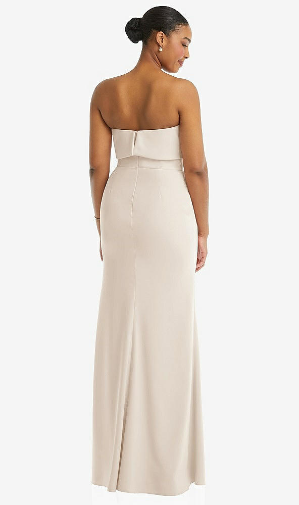 Back View - Oat Strapless Overlay Bodice Crepe Maxi Dress with Front Slit