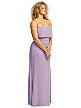 Alt View 4 Thumbnail - Pale Purple Strapless Overlay Bodice Crepe Maxi Dress with Front Slit