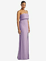 Side View Thumbnail - Pale Purple Strapless Overlay Bodice Crepe Maxi Dress with Front Slit