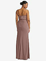 Rear View Thumbnail - Sienna Strapless Overlay Bodice Crepe Maxi Dress with Front Slit