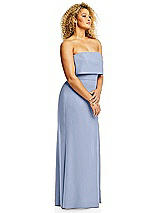 Alt View 4 Thumbnail - Sky Blue Strapless Overlay Bodice Crepe Maxi Dress with Front Slit