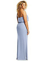 Alt View 5 Thumbnail - Sky Blue Strapless Overlay Bodice Crepe Maxi Dress with Front Slit